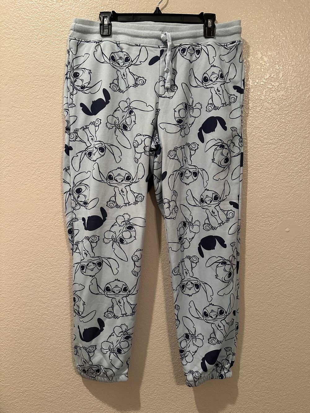 NWOT Disney Stitch Blue drawstring pocket Sweatpants pajama pants L XL